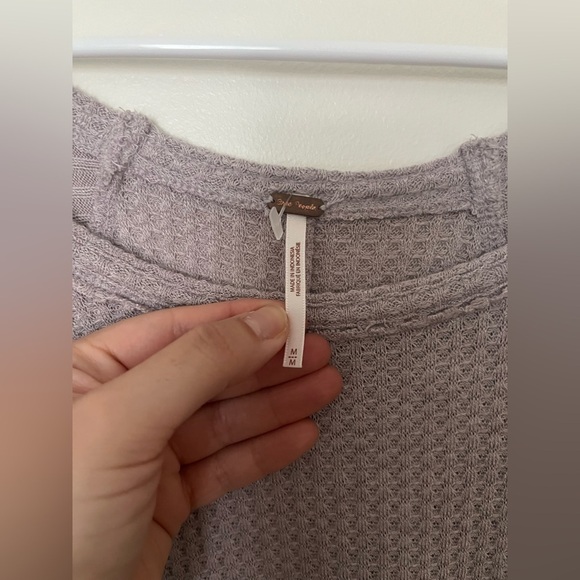 Free People Ventura thermal lavender long sleeves waffle knit top - Picture 6 of 13